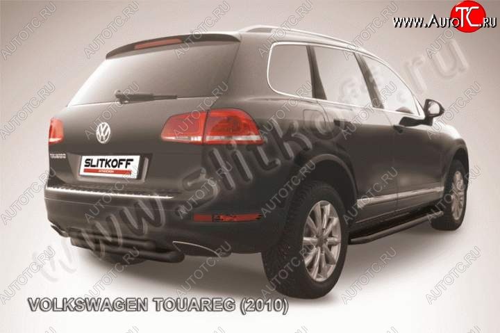 8 199 р. Защита задняя Slitkoff Volkswagen Touareg NF дорестайлинг (2010-2014) (Цвет: серебристый)  с доставкой в г. Керчь