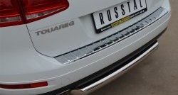 15 549 р. Одинарная защита заднего бампера из трубы диаметром 76 мм SLITKOFF  Volkswagen Touareg  NF (2010-2014) дорестайлинг  с доставкой в г. Керчь. Увеличить фотографию 2