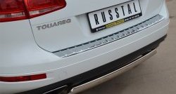 11 599 р. Защита заднего бампера (Ø75x42 мм, нержавейка) Russtal Volkswagen Touareg NF дорестайлинг (2010-2014)  с доставкой в г. Керчь. Увеличить фотографию 2