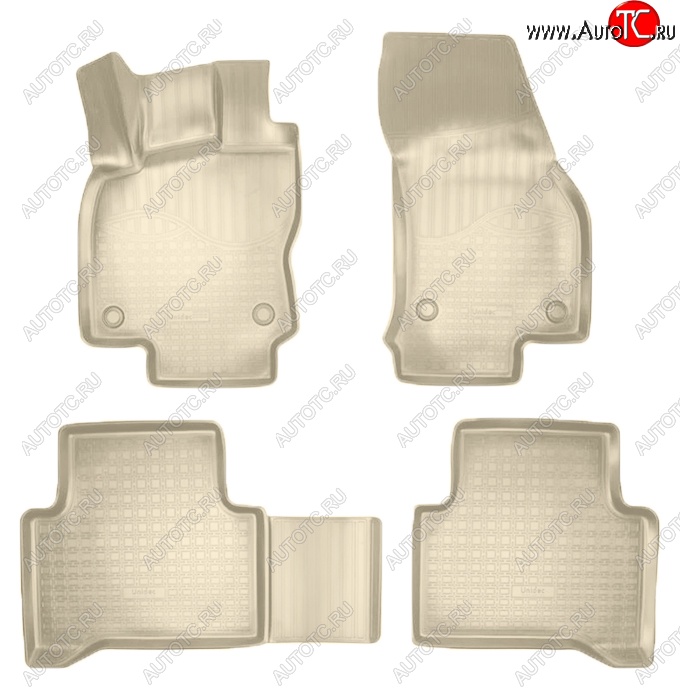 3 069 р. Коврики салонные Noplast (3D)  Volkswagen Touran  2T (2015-2025) дорестайлинг минивэн (Бежевые)  с доставкой в г. Керчь