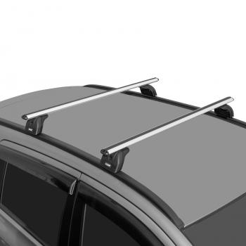 Багажник на крышу с низкими рейлингами сборе LUX Volvo XC60 (2008-2017)  дорестайлинг,  рестайлинг (дуги аэро-классик 120 см, с замком, серебро)