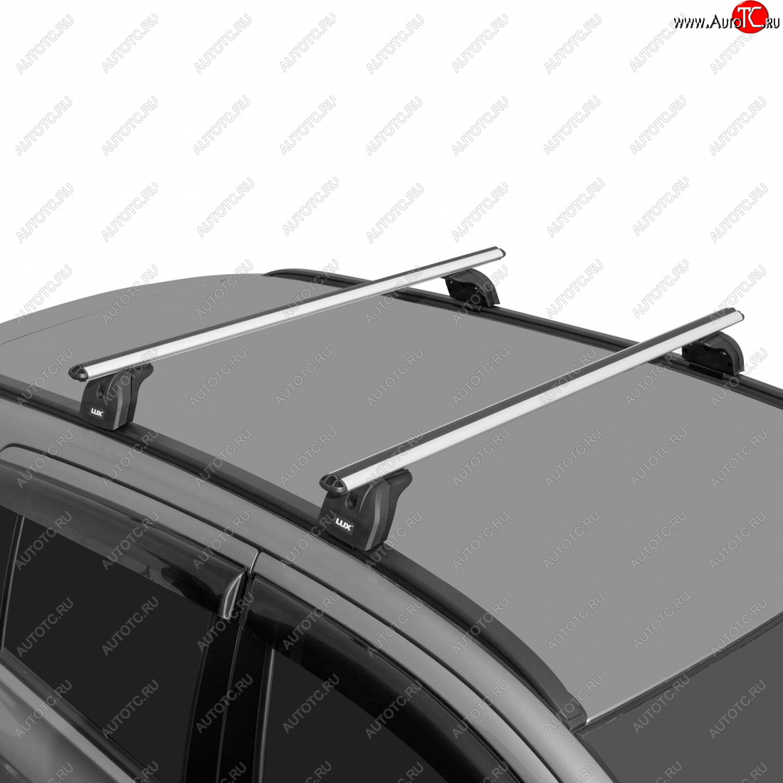 15 489 р. Багажник на крышу с низкими рейлингами сборе LUX  Volvo XC60 (2008-2017)  дорестайлинг,  рестайлинг (дуги аэро-классик 120 см, с замком, серебро)  с доставкой в г. Керчь