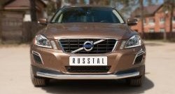 Одинарная защита переднего бампера диаметром 63 мм SLITKOFF Volvo XC60 (2008-2013)  дорестайлинг