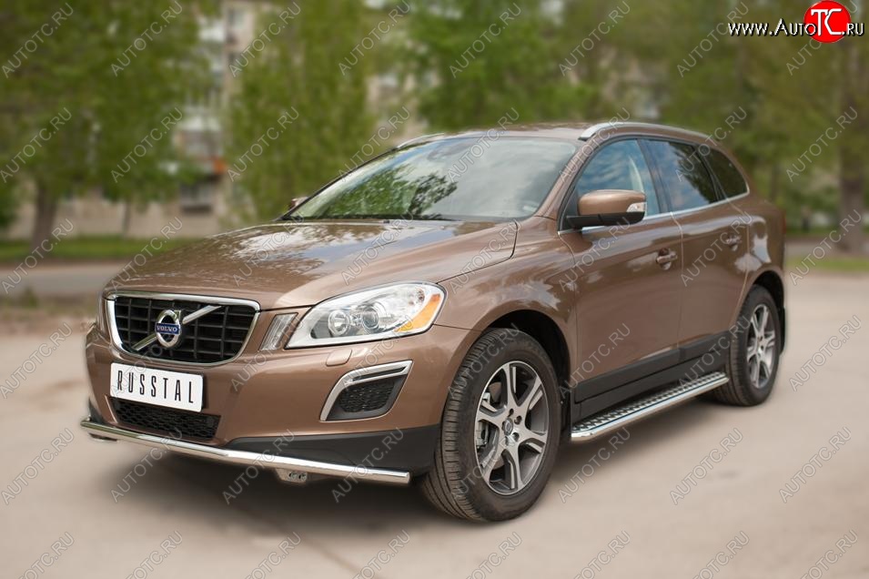 22 999 р. Широкая защита порогов с трубой d42 мм SLITKOFF v2 Volvo XC60  рестайлинг (2013-2017)  с доставкой в г. Керчь