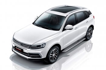 Защита порогов Slitkoff (с листом, d57 мм) Zotye Coupa  B11F (2019-2021) (Нержавейка)