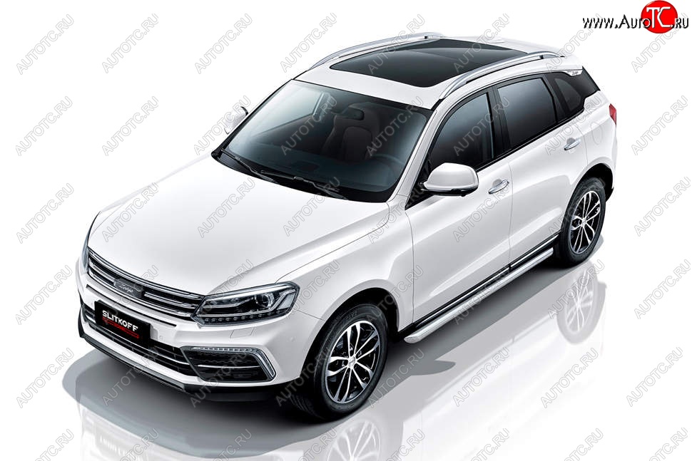 13 999 р. Защита порогов Slitkoff (d57 мм)  Zotye Coupa  B11F (2019-2021) (Нержавейка, Полированная)  с доставкой в г. Керчь