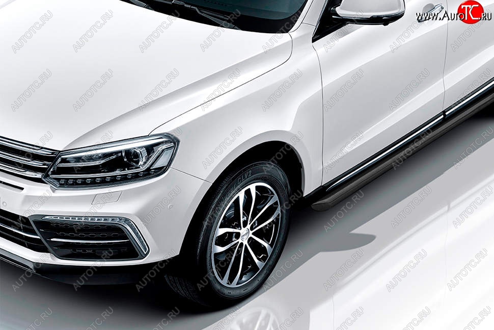 10 599 р. Защита порогов Slitkoff (d57 мм)  Zotye Coupa  B11F (2019-2021) (Сталь с полимерным покрытием. Цвет: чёрный)  с доставкой в г. Керчь
