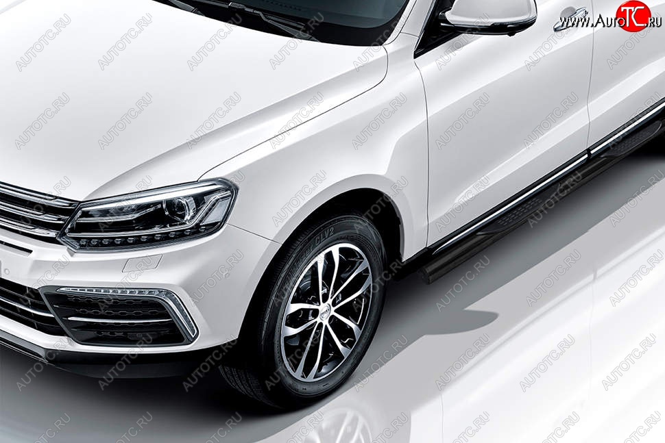 13 429 р. Защита порогов Slitkoff (d76 мм, с проступями)  Zotye Coupa  B11F (2019-2021) (Сталь с полимерным покрытием. Цвет: чёрный)  с доставкой в г. Керчь