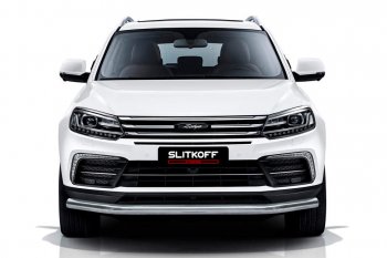 Защита переднего бампера Slitkoff (d57 мм) Zotye Coupa  B11F (2019-2021) (Сталь с полимерным покрытием. Цвет: чёрный)