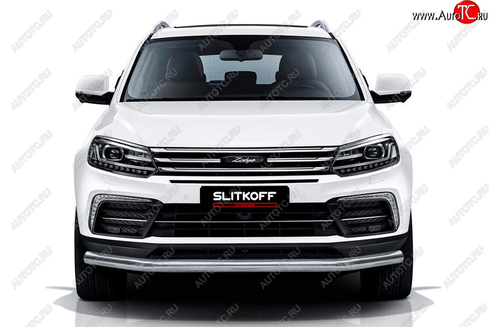 9 149 р. Защита переднего бампера Slitkoff (d57 мм)  Zotye Coupa  B11F (2019-2021) (Сталь с полимерным покрытием. Цвет: чёрный)  с доставкой в г. Керчь