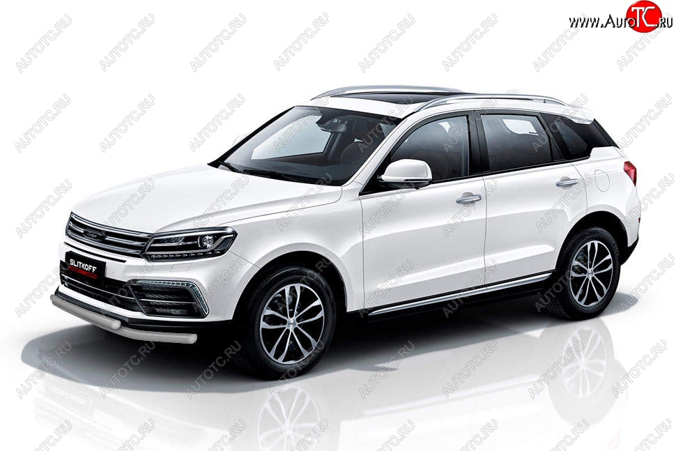 9 899 р. Защита переднего бампера Slitkoff (двойная, d57/57)  Zotye Coupa  B11F (2019-2021) (Сталь с полимерным покрытием. Цвет: серебристый)  с доставкой в г. Керчь