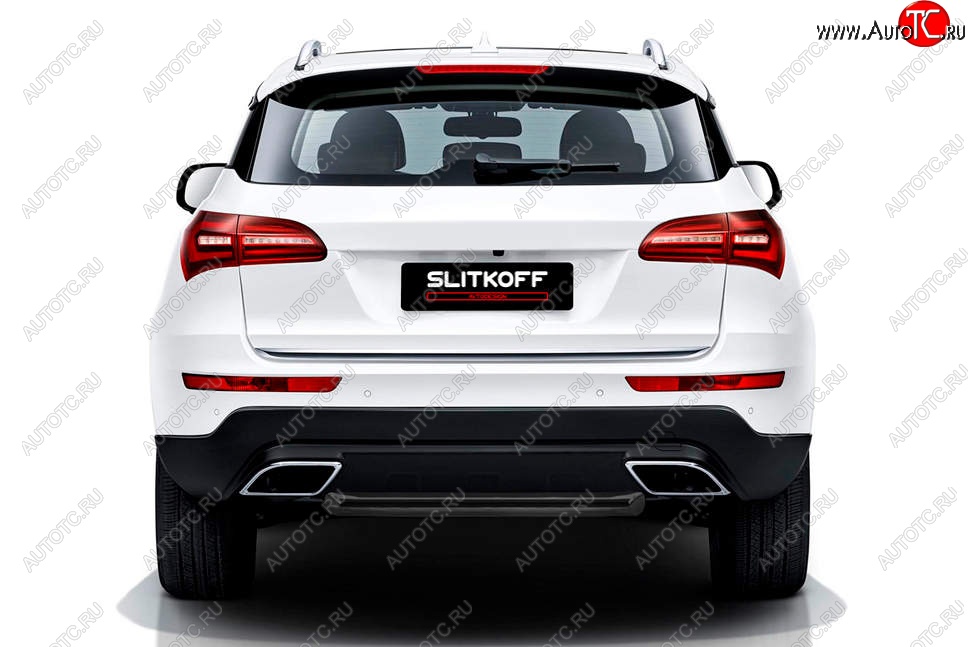 6 499 р. Защита заднего бампера Slitkoff (короткая, d57 мм)  Zotye Coupa  B11F (2019-2021) (Сталь с полимерным покрытием. Цвет: чёрный)  с доставкой в г. Керчь