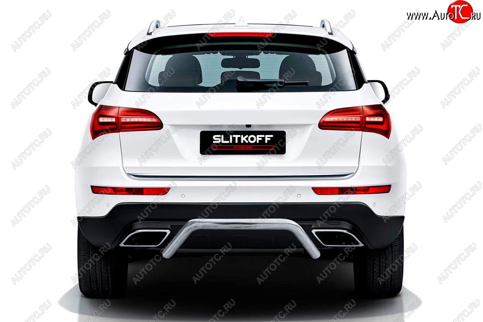11 499 р. Защита заднего бампера Slitkoff (скоба, d57 мм)  Zotye Coupa  B11F (2019-2021) (Нержавейка, Полированная)  с доставкой в г. Керчь