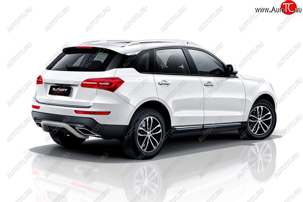 7 999 р. Защита заднего бампера Slitkoff (скоба, d57 мм) Zotye Coupa B11F (2019-2021) (Сталь с полимерным покрытием. Цвет: серебристый)  с доставкой в г. Керчь