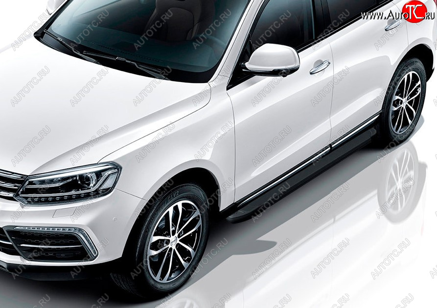 13 349 р. Пороги алюминиевые Slitkoff  Zotye Coupa  B11F (2019-2021) (Optima Black )  с доставкой в г. Керчь