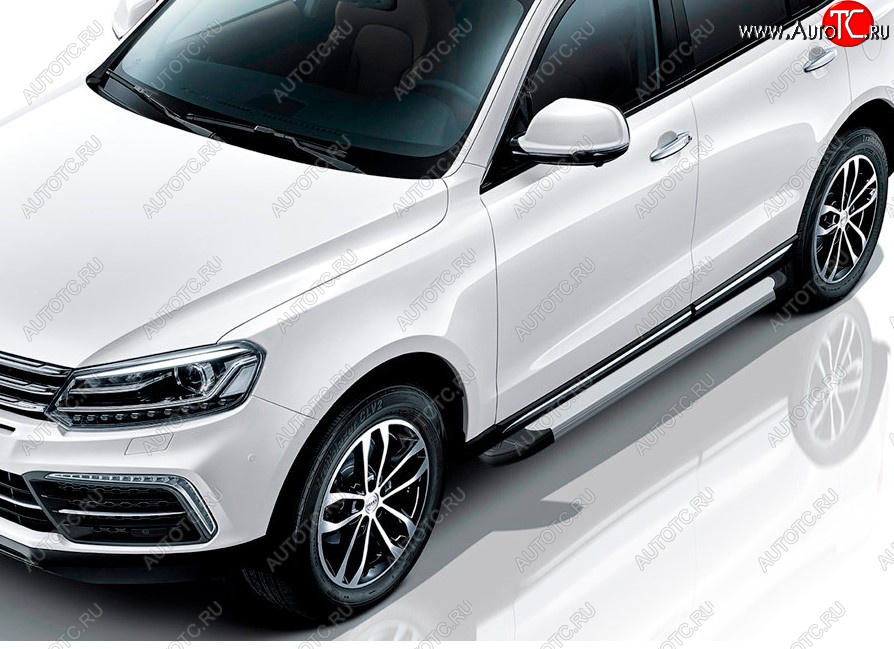 13 349 р. Пороги алюминиевые Slitkoff  Zotye Coupa  B11F (2019-2021) (Optima Silver)  с доставкой в г. Керчь