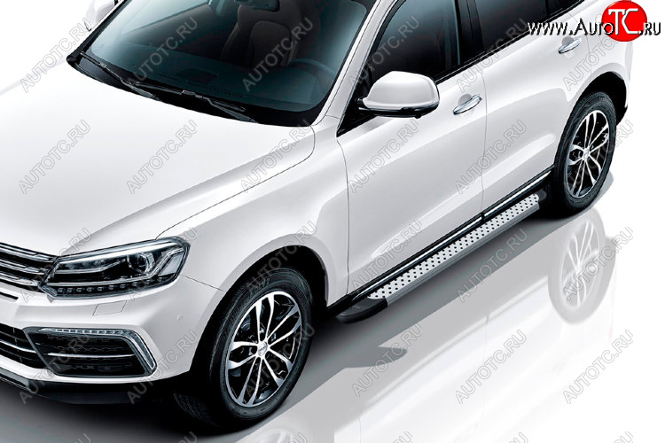 17 399 р. Пороги алюминиевые Slitkoff  Zotye Coupa  B11F (2019-2021) (Standart Silver)  с доставкой в г. Керчь