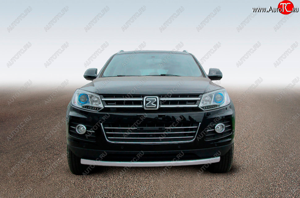 8 349 р. Защита переднего бампера Slitkoff (Ø57 мм, радиусная)  Zotye T600 (2014-2021) (Сталь полимерным покрытием в цвет: серебристый)  с доставкой в г. Керчь