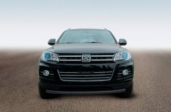 Защита переднего бампера Slitkoff (Ø57 мм, радиусная) Zotye T600 (2014-2021) (Сталь с полимерным покрытием в цвет: черный)