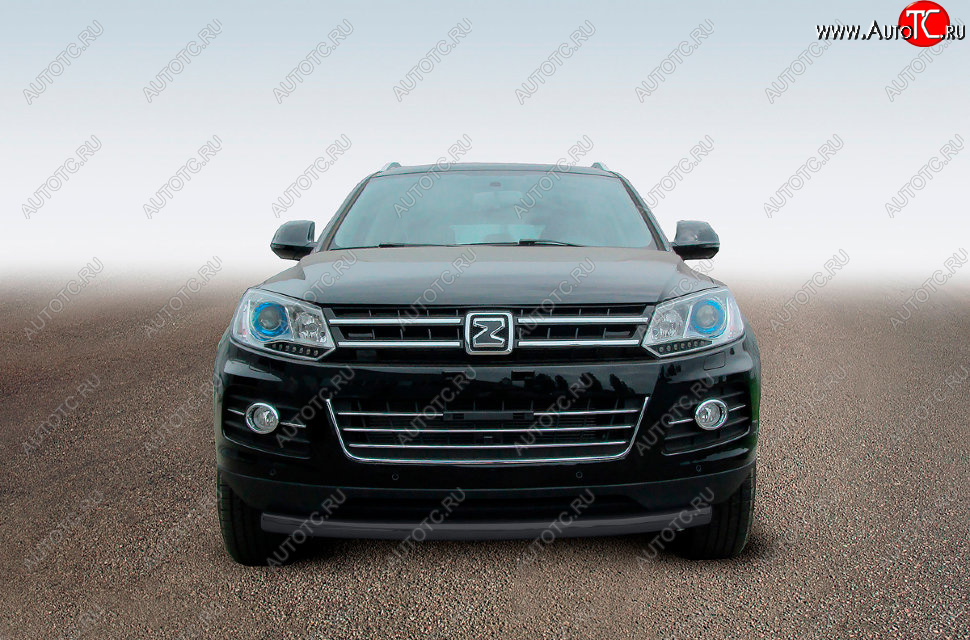 10 699 р. Защита переднего бампера Slitkoff (Ø57 мм, радиусная)  Zotye T600 (2014-2021) (Сталь с полимерным покрытием в цвет: черный)  с доставкой в г. Керчь
