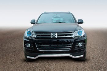 Защита переднего бампера Slitkoff (Ø57 мм, волна) Zotye T600 (2014-2021) (Сталь полимерным покрытием в цвет: серебристый)