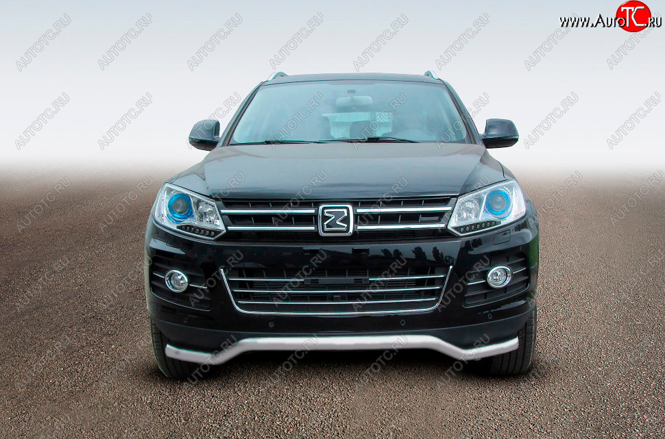8 949 р. Защита переднего бампера Slitkoff (Ø57 мм, волна)  Zotye T600 (2014-2021) (Сталь полимерным покрытием в цвет: серебристый)  с доставкой в г. Керчь
