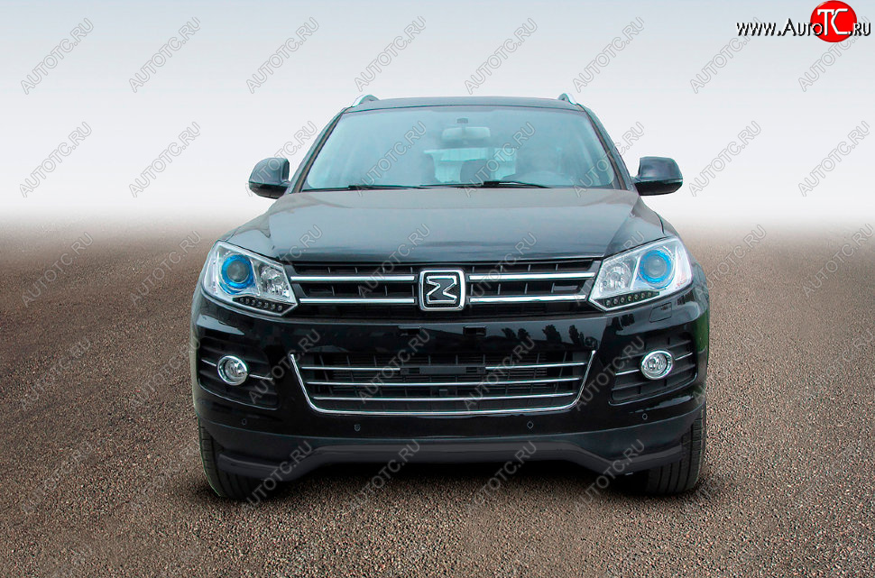 11 499 р. Защита переднего бампера Slitkoff (Ø57 мм, волна)  Zotye T600 (2014-2021) (Сталь с полимерным покрытием в цвет: черный)  с доставкой в г. Керчь