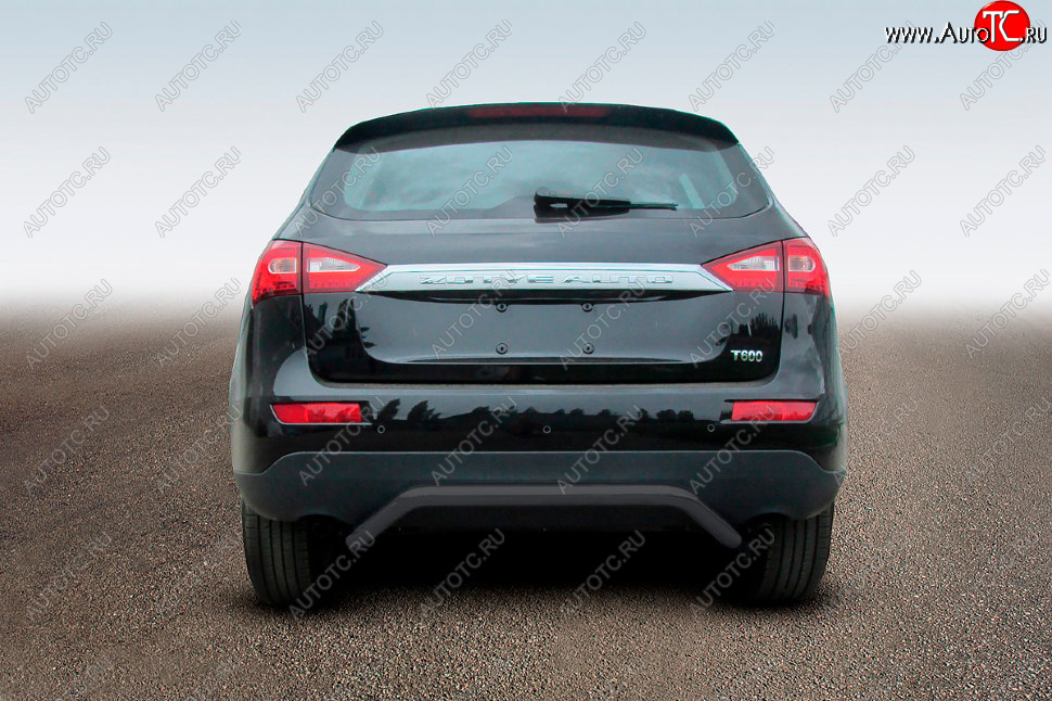 10 299 р. Защита заднего бампера Slitkoff (Ø57 мм, скоба)  Zotye T600 (2014-2021) (Сталь с полимерным покрытием в цвет: черный)  с доставкой в г. Керчь