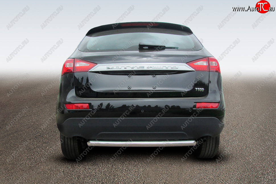 9 799 р. Защита заднего бампера из трубы диаметром 57 мм Slitkoff  Zotye T600 (2014-2021) (Цвет: нержавеющая полированная сталь)  с доставкой в г. Керчь