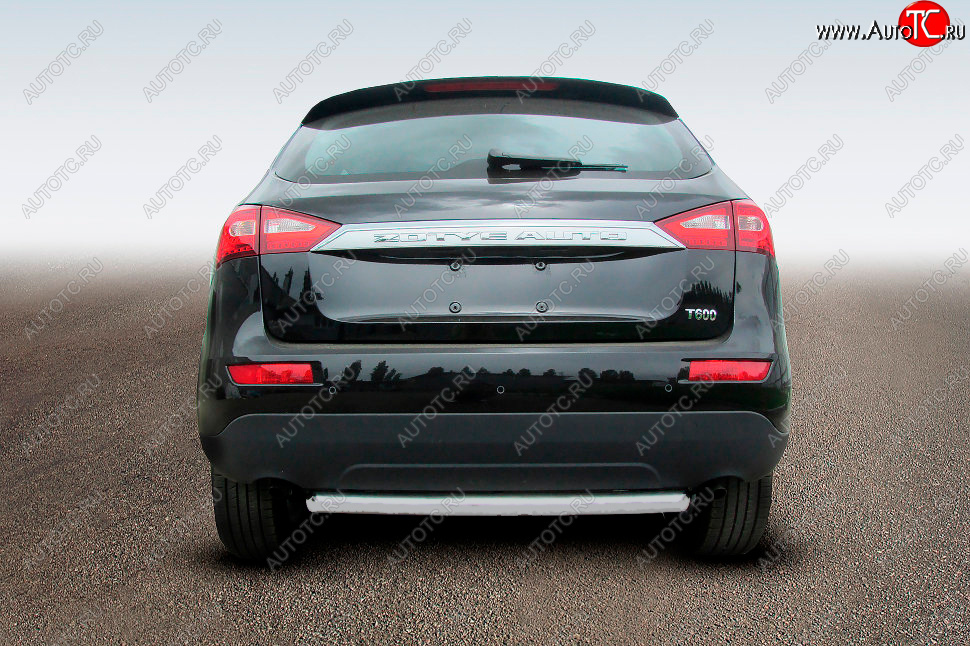 6 949 р. Защита заднего бампера Slitkoff (Ø57 мм, радиусная)  Zotye T600 (2014-2021) (Сталь полимерным покрытием в цвет: серебристый)  с доставкой в г. Керчь